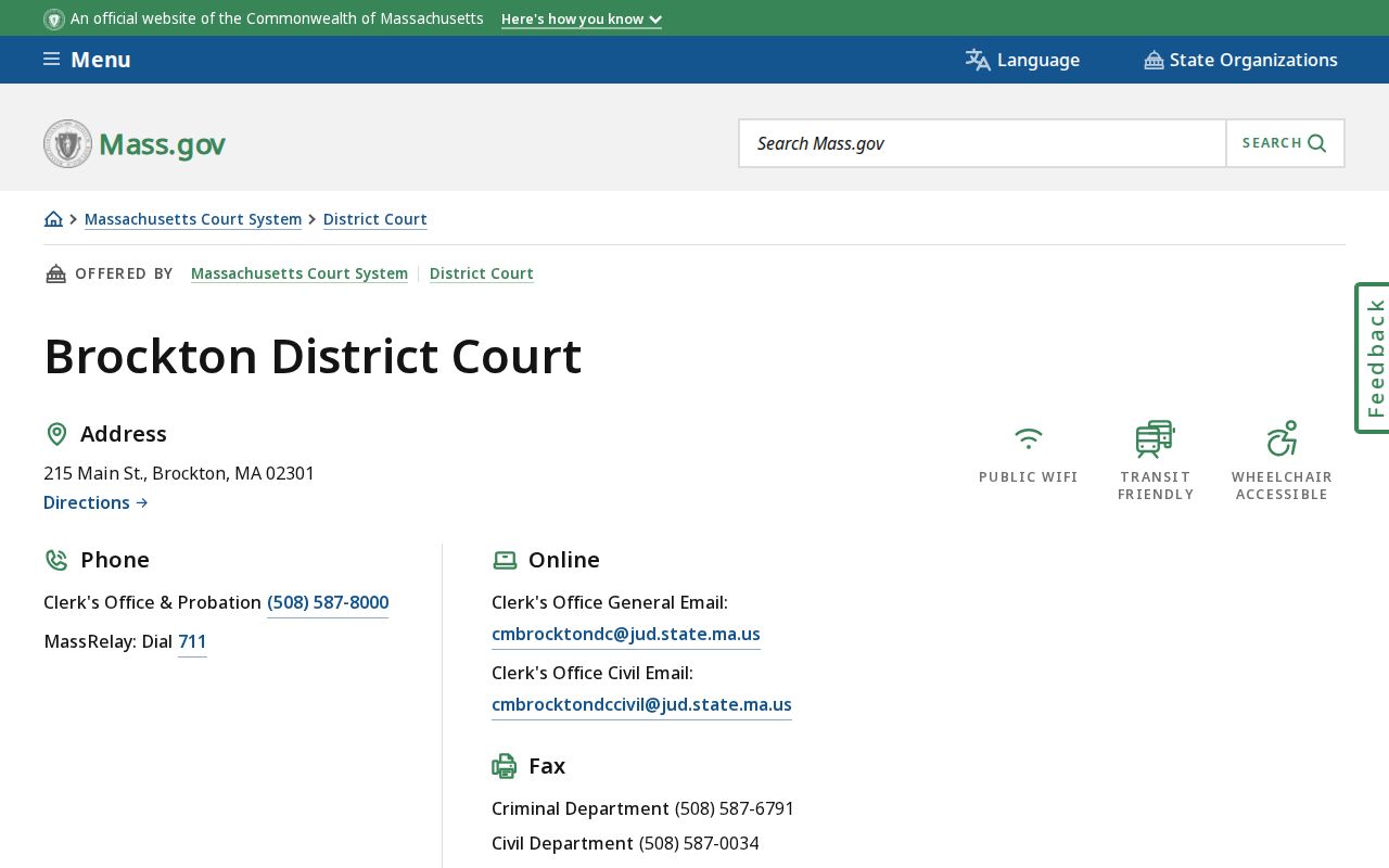 Plymouth County active warrant search context showing the Brockton District Court contact and access panel