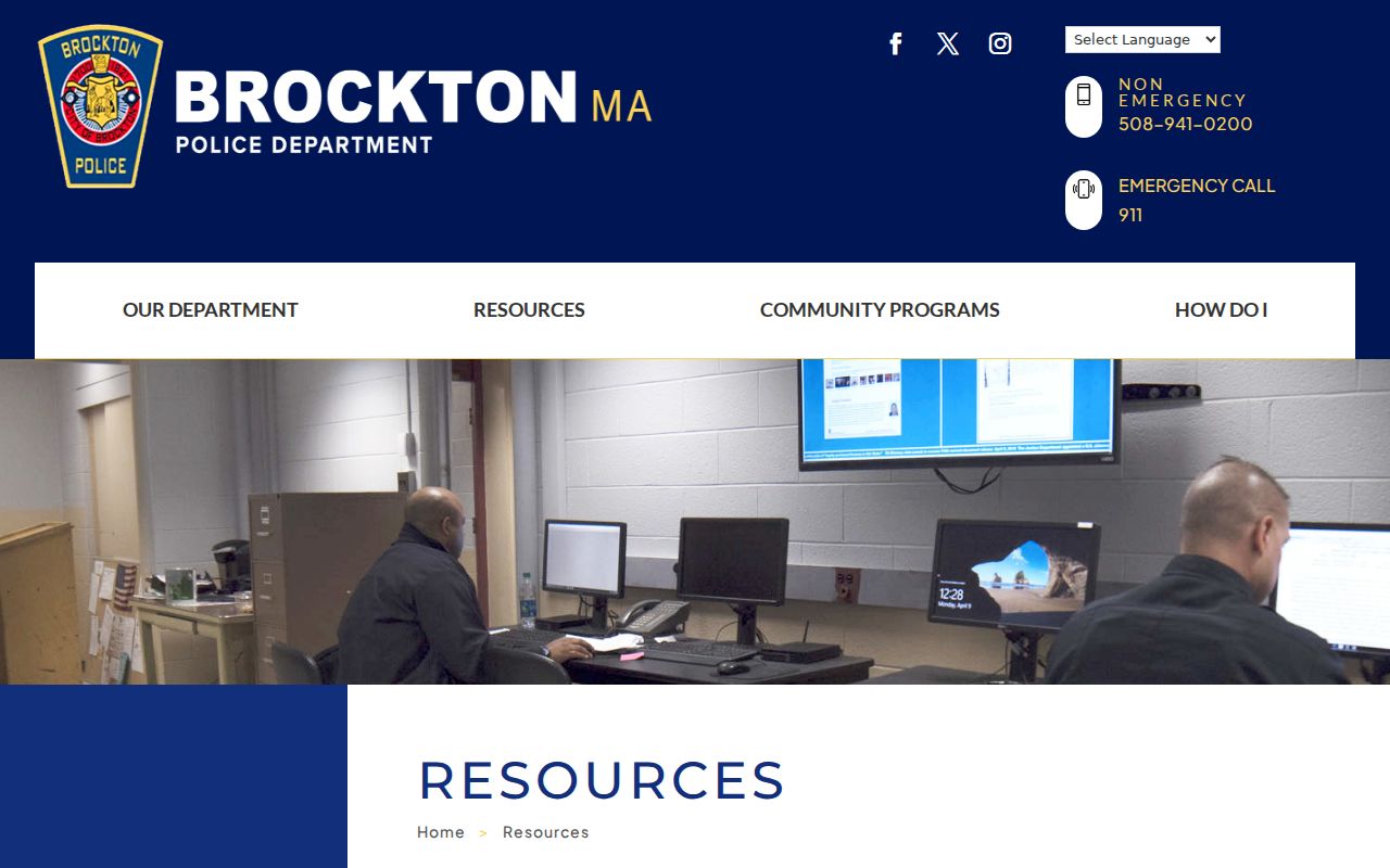 Brockton warrant records page context showing the Brockton Police resources and public records links