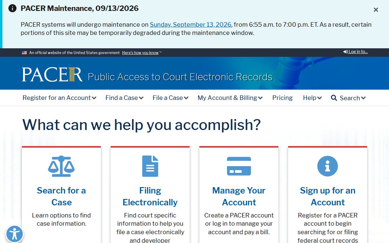 Plymouth County arrest warrant lookup context showing federal court docket access through PACER